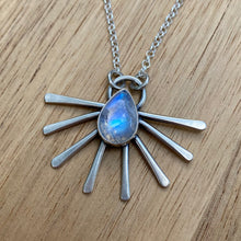 Load image into Gallery viewer, Rainbow Moonstone Fan Necklace / 18”