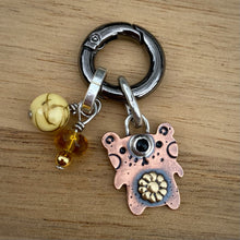 Load image into Gallery viewer, Honey the Bear Copper &amp; Black Onyx Charm