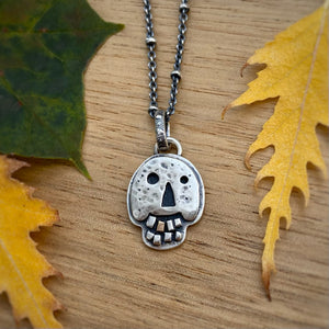 Gold Tooth Skully Necklace / 17”