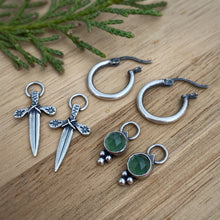 Load image into Gallery viewer, Green Serpentine &amp; Dagger Hoop Earring Set