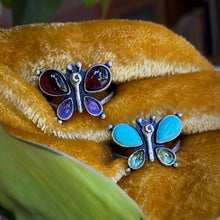 Load image into Gallery viewer, Garnet &amp; Amethyst Lunar Butterfly Ring / Size 10