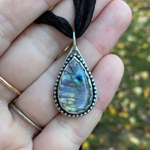Labradorite Reversible Pumpkin Choker Pendant