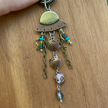 Load image into Gallery viewer, Timmy, Tommy, &amp; Tammy the Frogs vs. UFO Jumbo Copper Charm