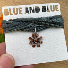 Load image into Gallery viewer, Sunstone &amp; Copper Flower Silk Choker