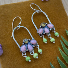 Load image into Gallery viewer, Pink Opal &amp; Ethiopian Opal Arch Flower Earrings