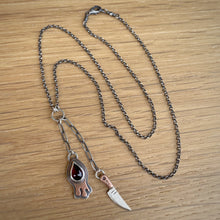 Load image into Gallery viewer, Garnet Drippy + Knife Necklace / 19”