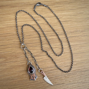 Garnet Drippy + Knife Necklace / 19”
