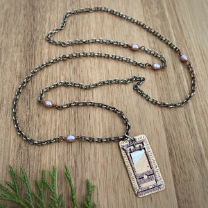Guillotine Mixed Metal Statement Necklace / 28”