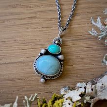 Load image into Gallery viewer, Turquoise &amp; Larimar Pendant Necklace / 17”