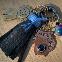 Load image into Gallery viewer, Clementine the Raccoon Blue Goldstone Copper Charm