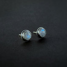 Load image into Gallery viewer, Rose Cut Rainbow Moonstone Studs / Made to Order