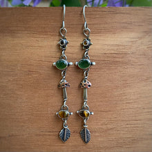 Load image into Gallery viewer, Citrine, Green Serpentine, &amp; Tiger’s Eye Forest Nymph Earrings
