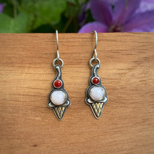Load image into Gallery viewer, Pink Opal &amp; Coral Ice Cream Cone Earrings