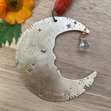 Load image into Gallery viewer, Brass &amp; Glass Crescent Moon Ornament {C}