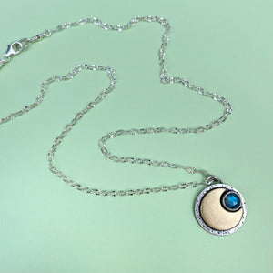 Mini Moon Necklace - Labradorite / 18” / Made to Order