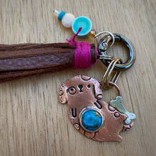 Load image into Gallery viewer, Lenny the Pup Copper Turquoise Copper Charm