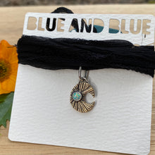 Load image into Gallery viewer, Synthetic Opal &amp; Brass Moon Silk Choker