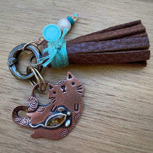 Load image into Gallery viewer, Babette the Cat Millefiori Glass Copper Charm