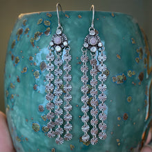 Load image into Gallery viewer, Pink Opal Sequin Fringe Earrings