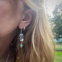 Load image into Gallery viewer, Carnelian, Dendritic Opal, &amp; Kingman Turquoise Flower Earrings