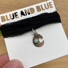 Load image into Gallery viewer, Synthetic Opal &amp; Brass Moon Silk Choker