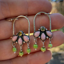 Load image into Gallery viewer, Pink Opal &amp; Ethiopian Opal Arch Flower Earrings