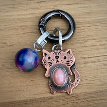 Load image into Gallery viewer, Wilfred the Kitty Copper &amp; Bamboo Coral Charm