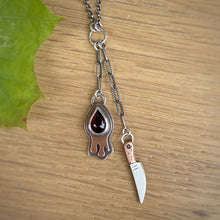 Load image into Gallery viewer, Garnet Drippy + Knife Necklace / 19”