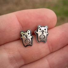 Load image into Gallery viewer, Layered Teddy Bear Stud Earrings