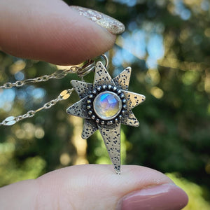 Stardust Necklace - Rainbow Moonstone / 18” / Made to Order