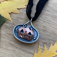 Load image into Gallery viewer, Lepidolite Reversible Pumpkin Choker Pendant