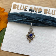 Load image into Gallery viewer, Lapis Lazuli &amp; Brass Star Silk Choker