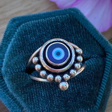 Load image into Gallery viewer, Evil Eye Millefiori Glass Ring / Size 8.75