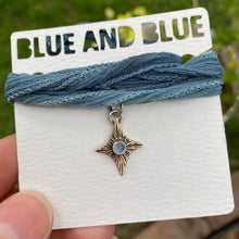 Load image into Gallery viewer, Rainbow Moonstone &amp; Brass Star Silk Choker