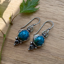 Load image into Gallery viewer, Mineral Park Turquoise &amp; Black Sapphire Earrings