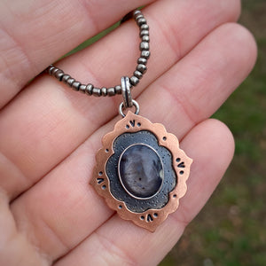 Star Sapphire Ornate Frame Necklace / 17”