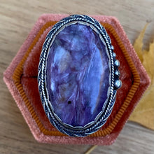 Load image into Gallery viewer, Charoite Chunky Statement Ring / Size 9