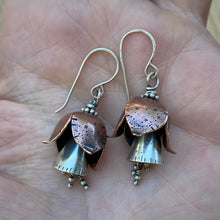 Load image into Gallery viewer, Mixed Metal Fuchsia Bell Earrings