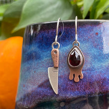 Load image into Gallery viewer, Garnet Drippy + Knife Dangle Earrings {A}