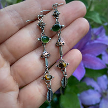 Load image into Gallery viewer, Citrine, Green Serpentine, &amp; Tiger’s Eye Forest Nymph Earrings