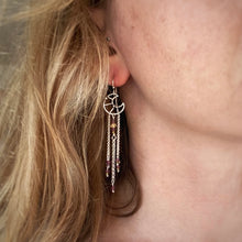 Load image into Gallery viewer, Garnet Moon &amp; Star Beaded Fringe Earrings