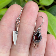 Load image into Gallery viewer, Garnet Drippy + Knife Dangle Earrings {A}