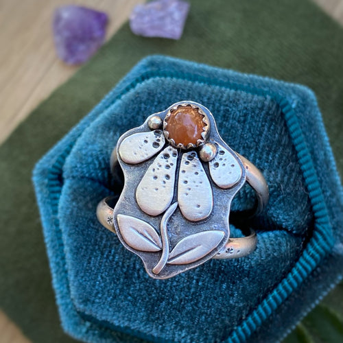 Sunstone Coneflower Ring / Size 10