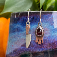 Load image into Gallery viewer, Garnet Drippy + Knife Dangle Earrings {B}