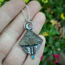 Load image into Gallery viewer, Rutile Quartz &amp; Labradorite Moth Necklace / 20”