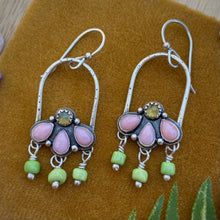 Load image into Gallery viewer, Pink Opal &amp; Ethiopian Opal Arch Flower Earrings