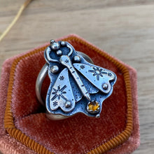 Load image into Gallery viewer, Citrine Layered Moth Statement Ring / Size 7.25