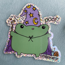 Load image into Gallery viewer, Froggy Wizard 3” Glitter Vinyl Sticker