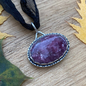 Lepidolite Reversible Pumpkin Choker Pendant