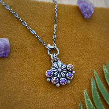 Load image into Gallery viewer, Purple Copper Turquoise Lunar Flower Necklace / 16”